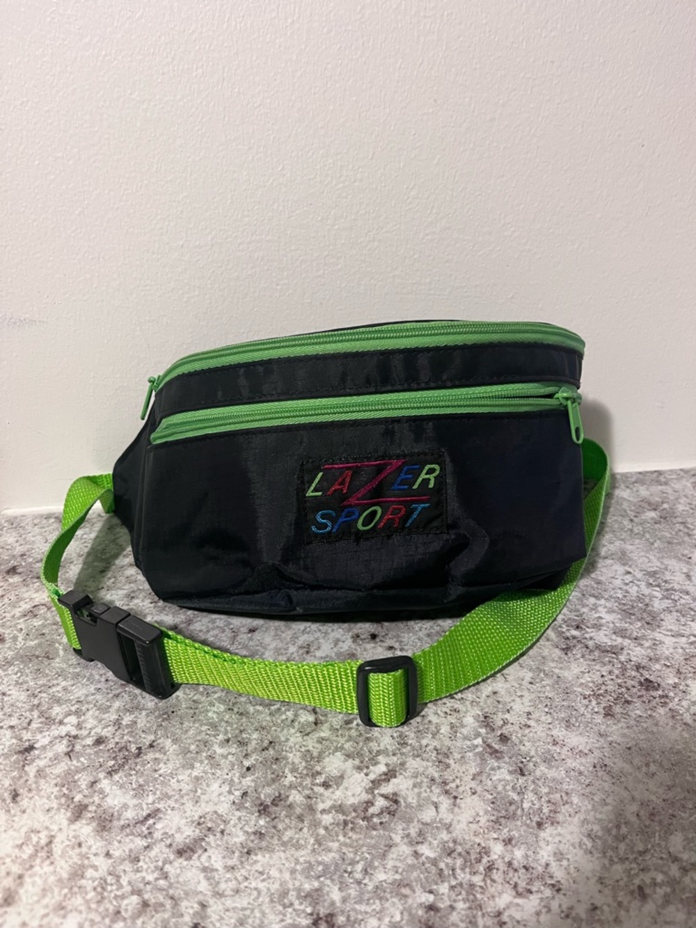 Vintage 90s Lazer Sport Green and Black Fanny Pack Bag